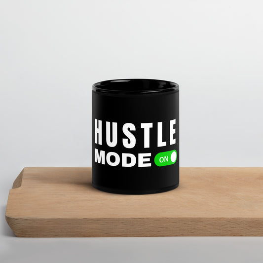 Hustle Mode Black Glossy Mug
